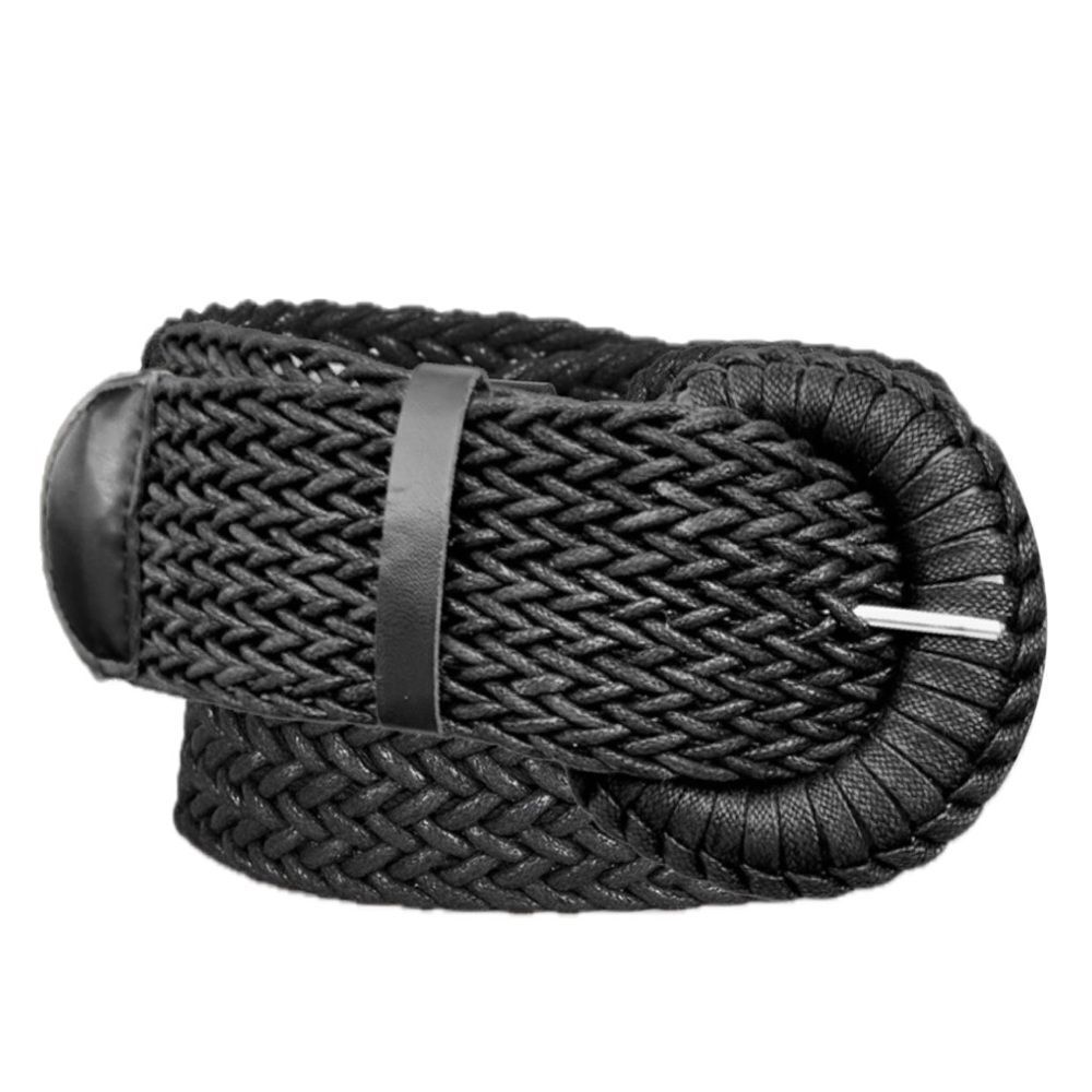 Black Braided PU Leather Belt